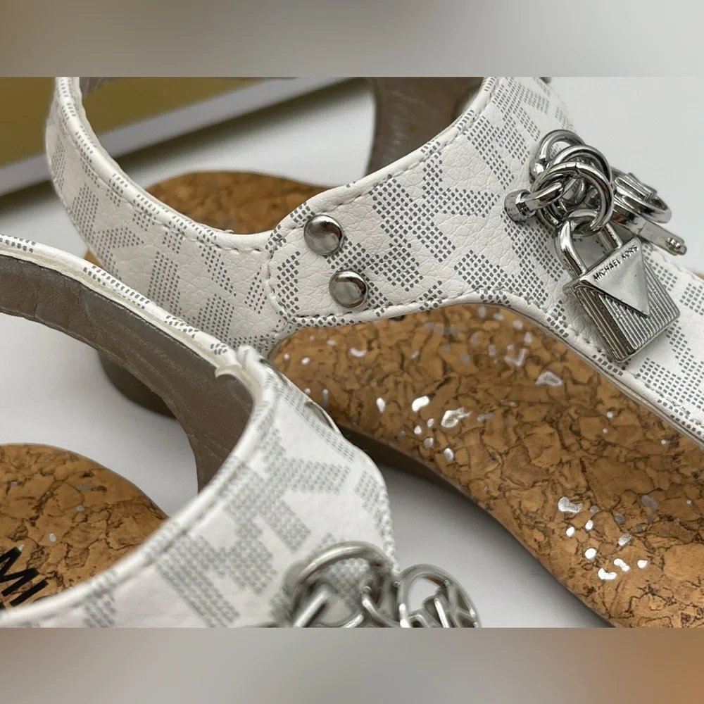 Michael Kors Girl’s Monogram Thong Charm Sandals